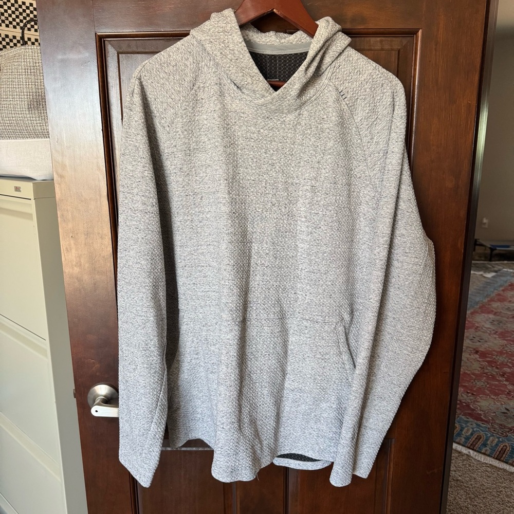 lululemon athletica at ease Men's Light Gray Hooded Pullover